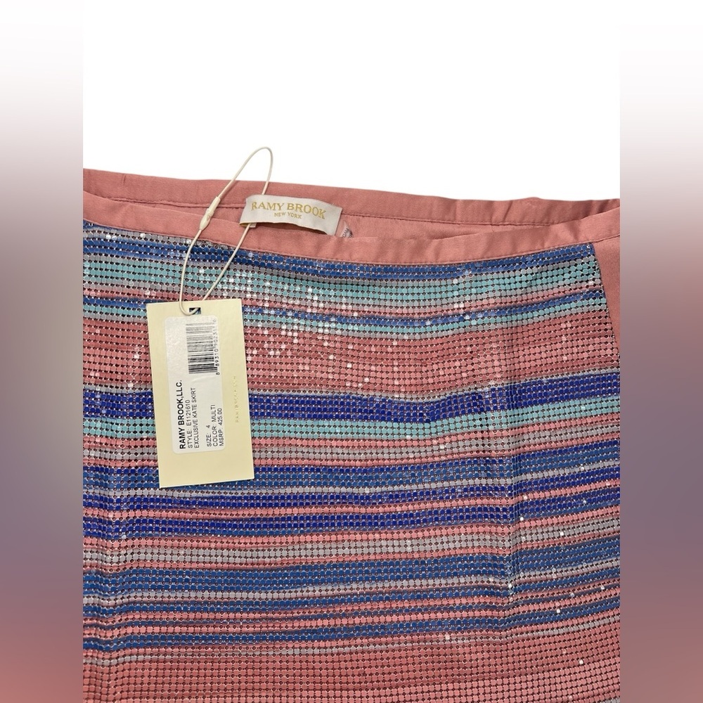 NWT Ramy Brook Exclusive Kate Pink & Blue Striped Skirt 4 - Picture 10 of 10